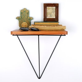 Hanah Home Wr037 Estantería Decorativa de Pared de Madera y Metal Nogal y Negro